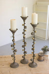 Kalalou CNMR1004 Set Of Three Metal Candle Stands With Ball Details