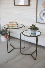 Kalalou CNMR1038 Set Of Two Metal Side Tables With Mirror Tops