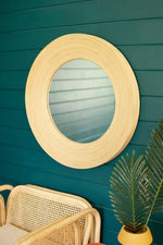 Kalalou CNMR1051 Round Coiled Bamboo Mirror