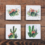 HiEnd Accents Cactus Blooms Coasters, Set of 4 Pcs