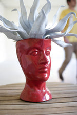 Kalalou CPH1207 Ceramic Head Planter - Red