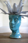 Kalalou CPH1208 Ceramic Head Planter - Turquoise