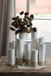 White Ceramic Cylinder Bud Vase Set – 9-Piece by Kalalou
