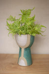 Kalalou CPH3398 Tall White, Tan And Turquoise Ceramic Vase