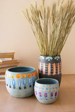 Kalalou CPH3486 Set Of Three Corlorful Ceramic Vases