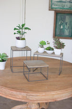 Kalalou CQ6776 Set Of Three Wood And Metal Table Top Risers