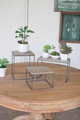 Wood and Metal Decorative Risers – 3-Piece Set by Kalalou