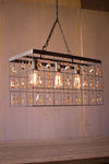 Kalalou CQ6802 Large Rectangle Pendant Light With Amber Hanging Gems