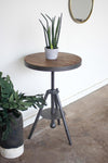 Kalalou CQ6828 Round Wood And Adjustable Metal Side Table