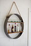 Kalalou CQ6904 Circle Iron And Wood Hanging Wall Shelf