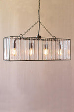 Kalalou CQ7421 Rectangle Pendant Light With Glass Chimes