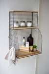 Kalalou CQ7492 Recycled Wood And Wire Mesh Wall Bar