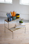 Kalalou CQ7496 Two Tiered Recycled Wood And Metal Display Stand