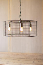 Kalalou CQ7499 Double Barrel Wire Mesh Hanging Pendant Light