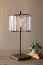 Kalalou CQ7502 Glass Chimes And Raw Metal Table Lamp