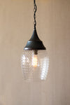 Kalalou CQ7509 Teardrop Glass Pendant Light With Metal Cap