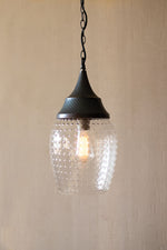Kalalou CQ7509 Teardrop Glass Pendant Light With Metal Cap