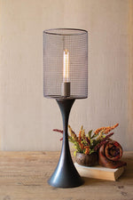 Kalalou CQ7514 Tabletop Lamp With Metal Base And Wire Mesh Shade