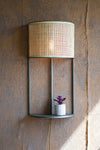 Kalalou CQ7556 Wall Sconce Light With Rattan Shade And Metal Shelf