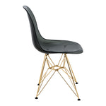 LeisureMod Cresco Molded Eiffel Side Chair with Gold Base Transparent Black