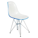 LeisureMod Cresco Molded 2-Tone Eiffel Side Chair White Blue