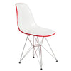 LeisureMod Cresco Molded 2-Tone Eiffel Side Chair White Red