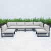 LeisureMod Chelsea 6-Piece Patio Sectional Black Aluminum With Cushions