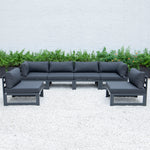 LeisureMod Chelsea 6-Piece Patio Sectional Black Aluminum With Cushions