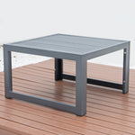 LeisureMod Chelsea Patio Coffee Table With Black Aluminum