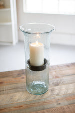 Kalalou CV1020C Mini Glass Candle Cylinders with Rustic Insert  Large
