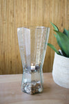 Kalalou CV2232 Glass Star Hurricane with Metal Candle Insert Large