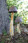 Rustic Metal Mushroom Garden Stakes – Set of 2