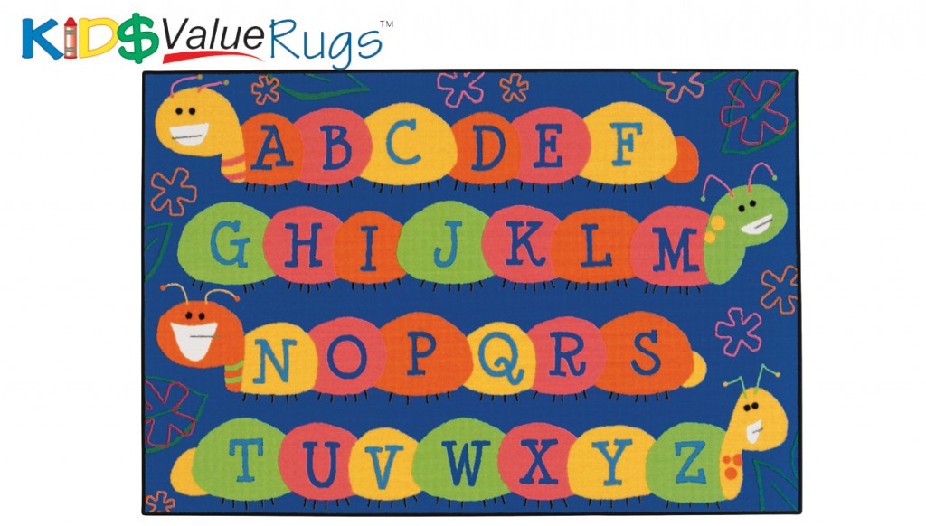 Carpets for Kids Caterpillar Friends Value Learning Blue Rug, Rectangl ...