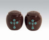 HiEnd Accents Cross Shaker Salt and Pepper Set  Turquoise