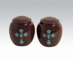 HiEnd Accents Cross Shaker Salt and Pepper Set  Turquoise