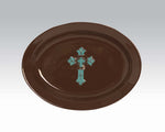 HiEnd Accents Cross Serving Platter Turquoise (EA)