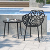 LeisureMod Devon Tree Design Glass Top Aluminum Base Indoor Outdoor End Table