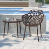 LeisureMod Devon Tree Design Glass Top Aluminum Base Indoor Outdoor End Table