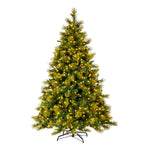 7.5' x 62" Emerald Mixed Fir Artificial Christmas Tree with Warm White LED.