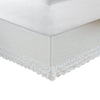 Benzara Drava Fabric Twin Size Bed Skirt with Crochet Lace and Split Corners, White