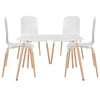 Modway Stack Dining Chairs and Table Wood Set of 5