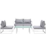 Modway Fortuna 5 Piece Outdoor Patio Sectional Sofa Set