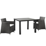 Modway Junction 3 Piece Outdoor Patio Wicker Dining Set