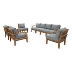 Modway Marina 8 Piece Outdoor Patio Teak Set Natural  Gray