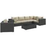 Modway Sojourn 7 Piece Outdoor Patio Sunbrella Sectional Set