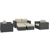 Modway Sojourn 5 Piece Outdoor Patio Sunbrella Sectional Set