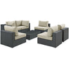 Modway Sojourn 7 Piece Outdoor Patio Sunbrella Sectional Set