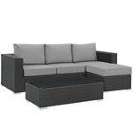 Modway Sojourn 3 Piece Outdoor Patio Sunbrella Sectional Set