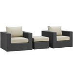 Modway Sojourn 3 Piece Outdoor Patio Sunbrella Sectional Set