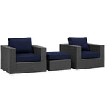 Modway Sojourn 3 Piece Outdoor Patio Sunbrella Sectional Set